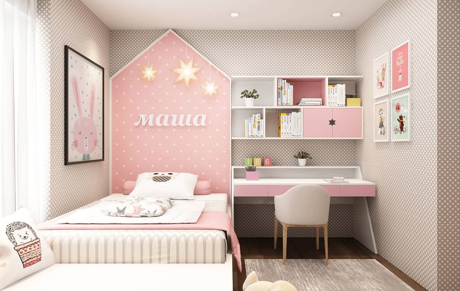 Mẫu thiết kế nội thất phòng ngủ dành cho con (bé gái)