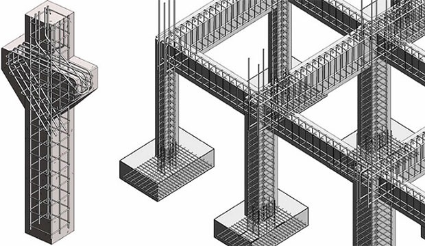 Hình ảnh mô phỏng khung kết cấu bê tông cốt thép trong xây dựng.