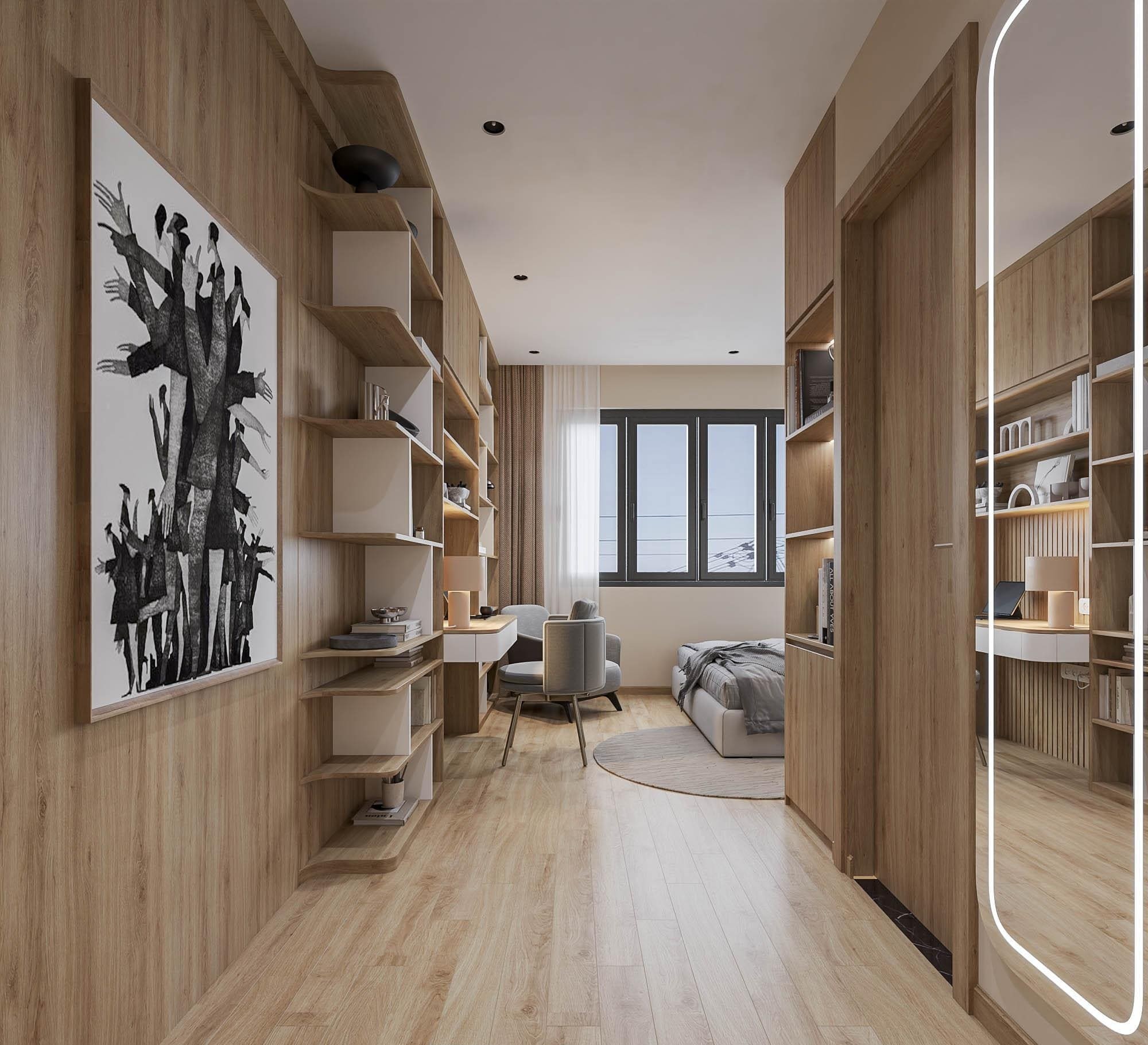 thiết kế nội thất chung cư 60m2 phong cách Japandi