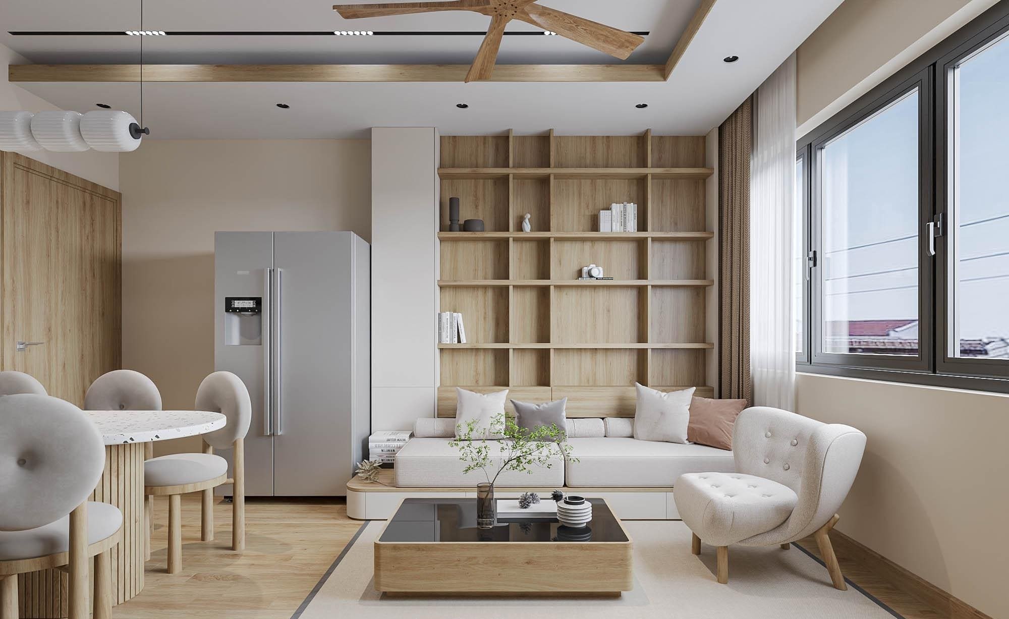 Thiết kế nội thất chung cư 60m2 phong cách Japandi