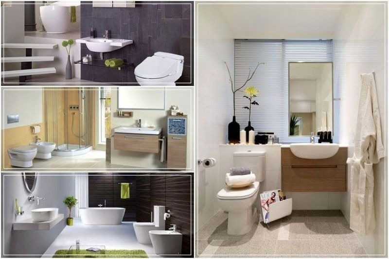 Thiết kế nội thất phòng tắm hiện đại với tông màu sáng và phụ kiện trang trí tinh tế.