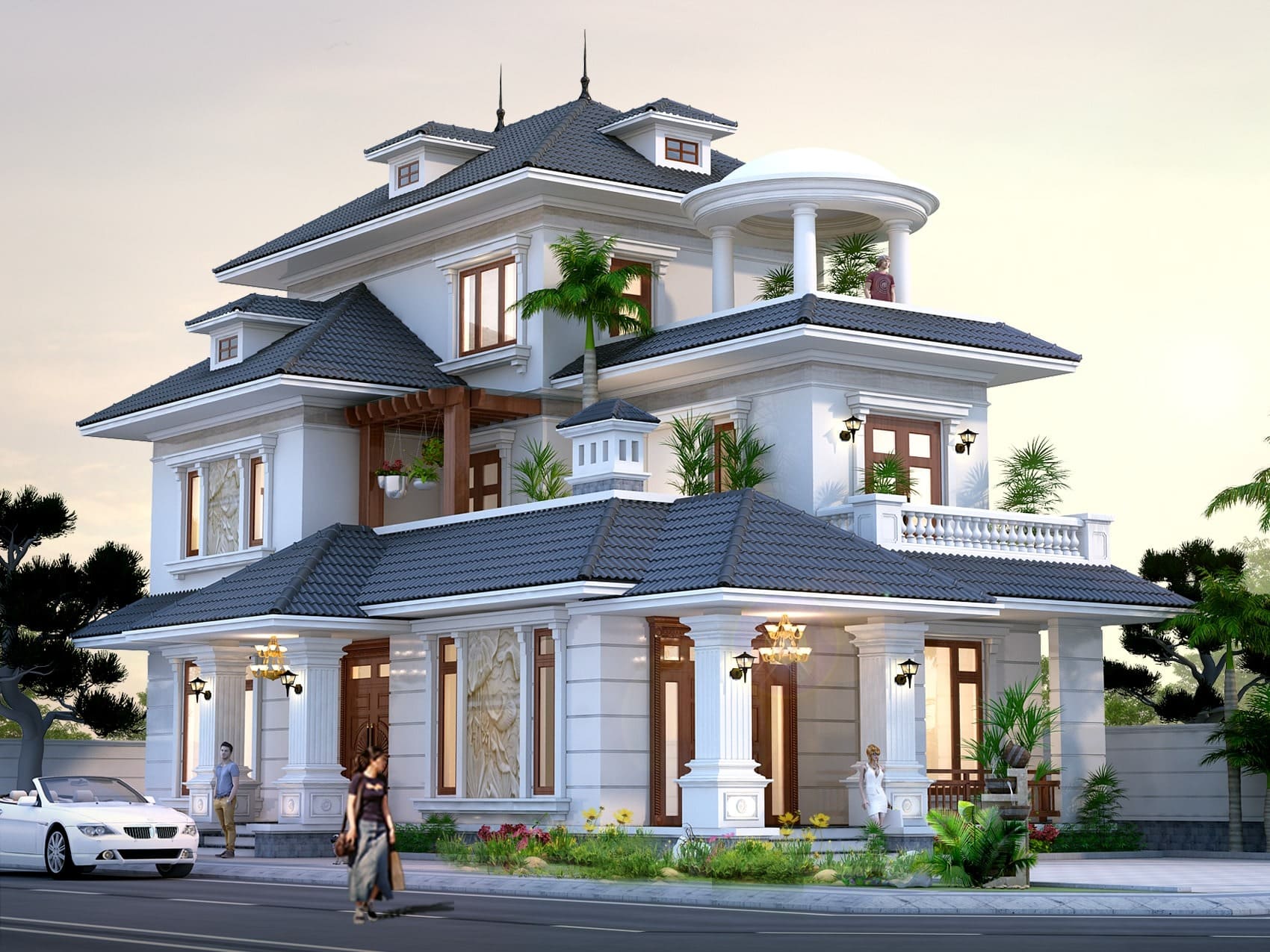 Mẫu biệt thự mái ngói hấp dẫn
