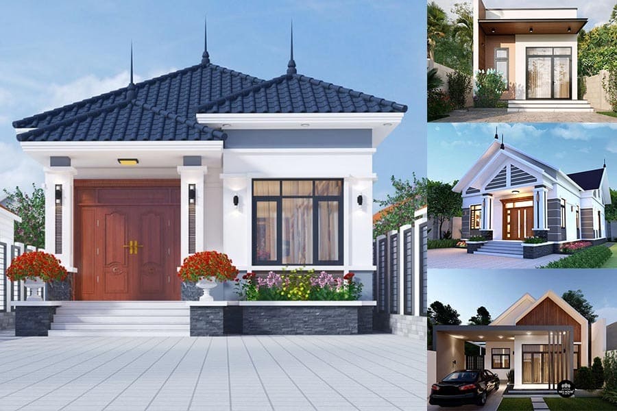 Mẫu nhà cấp 4 mái ngói với ba phòng ngủ