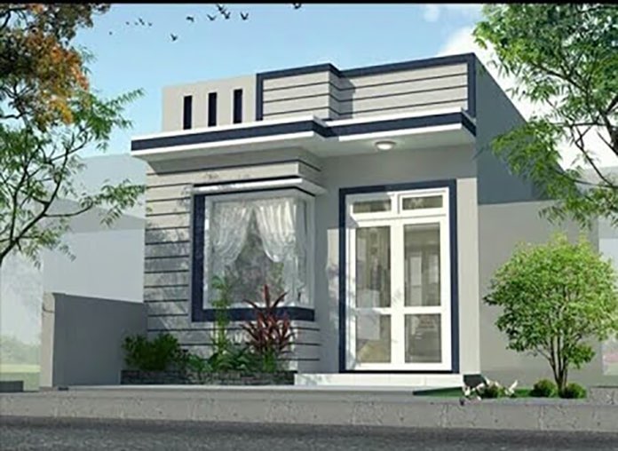 Ngôi nhà cấp 4 hiện đại, mái bằng, cửa kính lớn, bao quanh bởi cây xanh. Thiết kế thanh thoát, thích hợp đô thị.