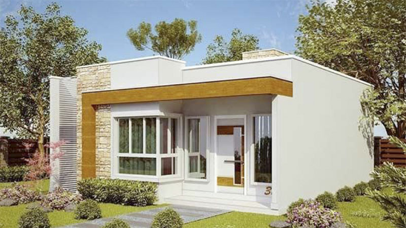 12-thiet-ke-nha-vuong-10x10-1-tang-khoe-khoan Kiến trúc hiện đại với sân vườn thoáng mát, cửa kính lớn, thiết kế giản dị mà đẹp mắt, cùng mái bằng.