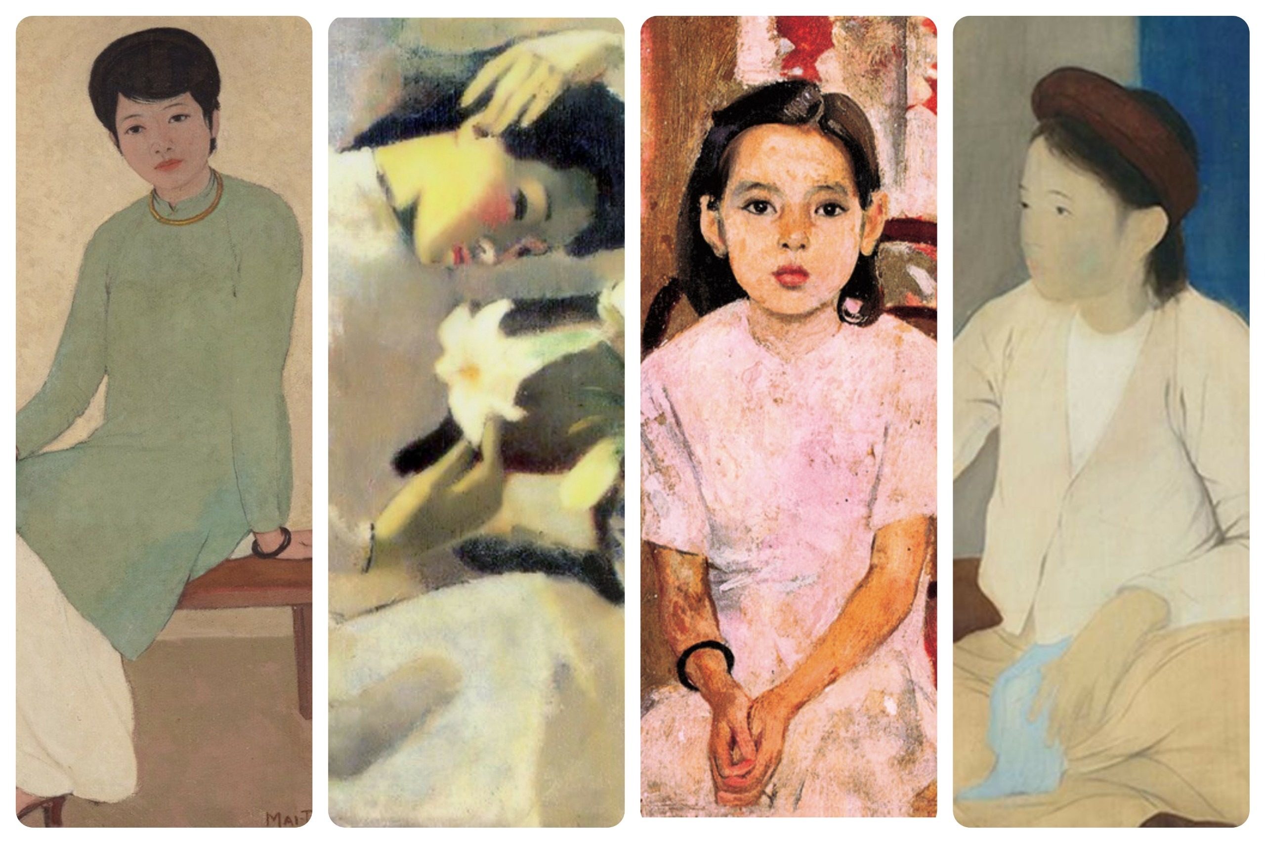 456456456 Bộ sưu tập tranh chân dung phụ nữ Việt Nam với phong cách nghệ thuật độc đáo và trang phục truyền thống.