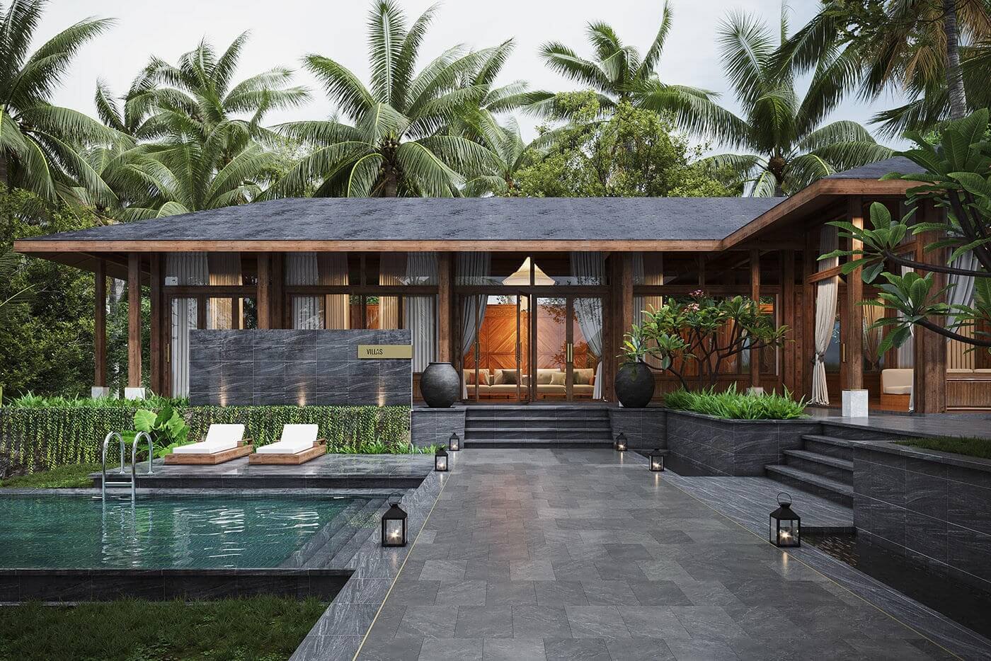 Biệt thự mặt tiền 8m 1 tầng sang trọng 3