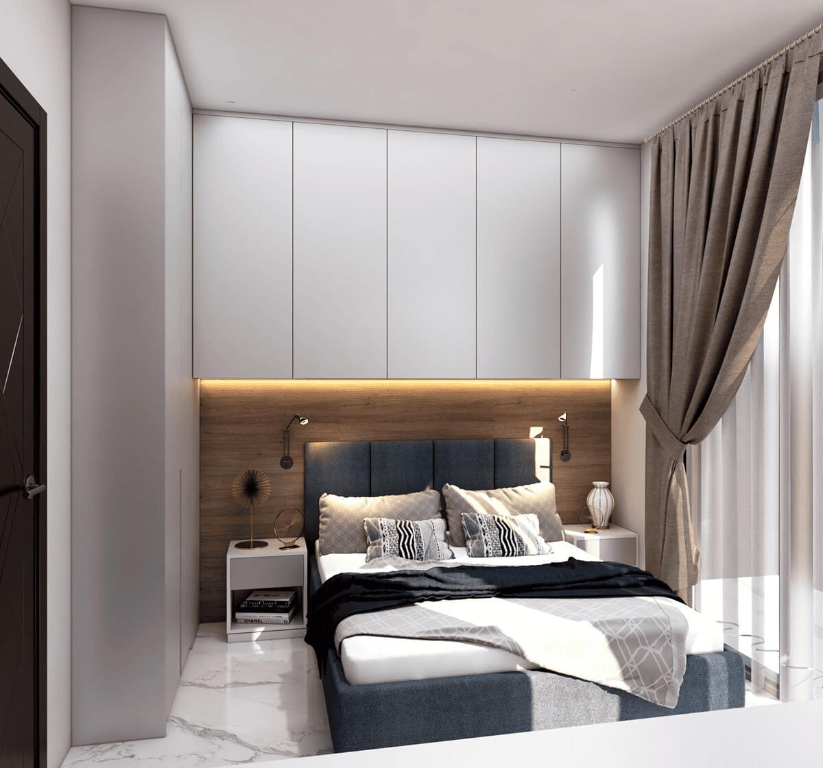 Cách bố trí phòng ngủ 3x3m: Kết hợp với trang trí rèm cửa