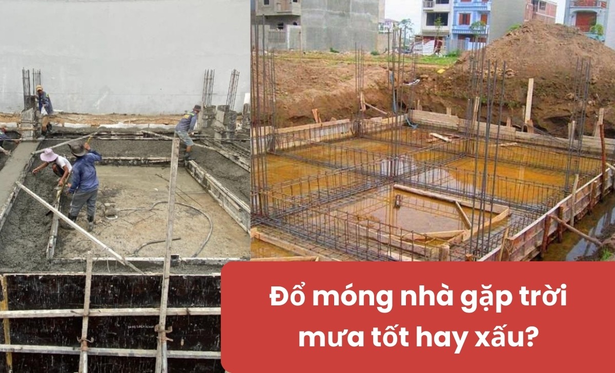 do-mong-nha-ngay-mua-3 Công nhân xây dựng đổ móng nhà, câu hỏi: Đổ móng gặp trời mưa tốt hay xấu?