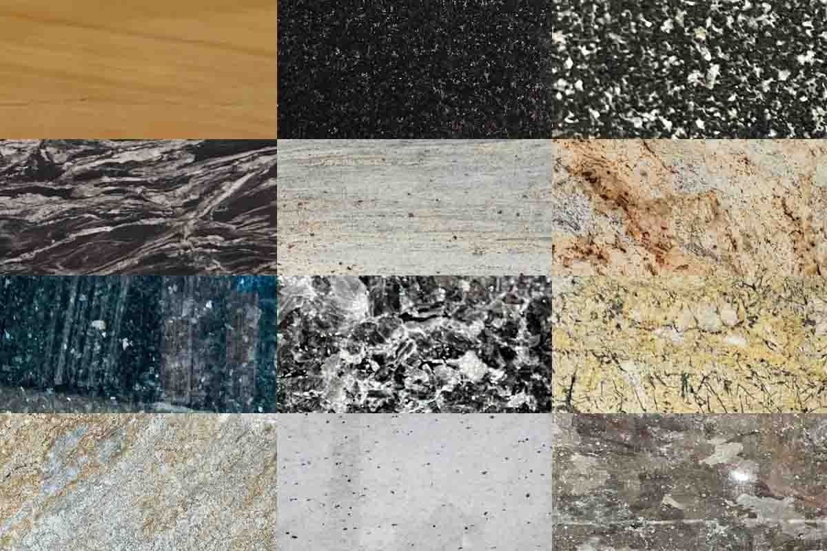 Hình ảnh các mẫu đá hoa cương đa dạng màu sắc và hoa văn độc đáo, phù hợp trang trí nội thất.