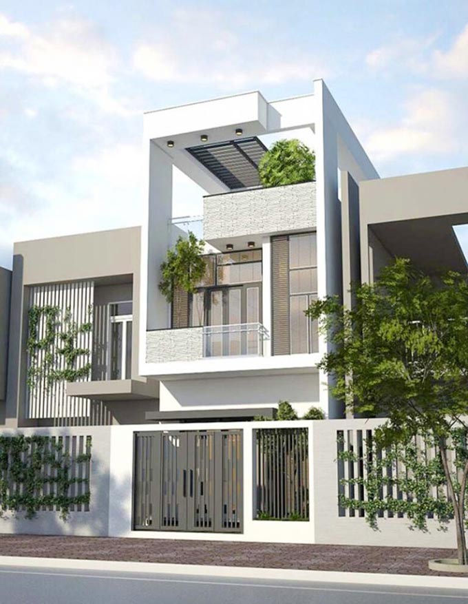 image3 Nhà phố hiện đại với kiến trúc tinh tế, có cây xanh trang trí và cửa sổ lớn.