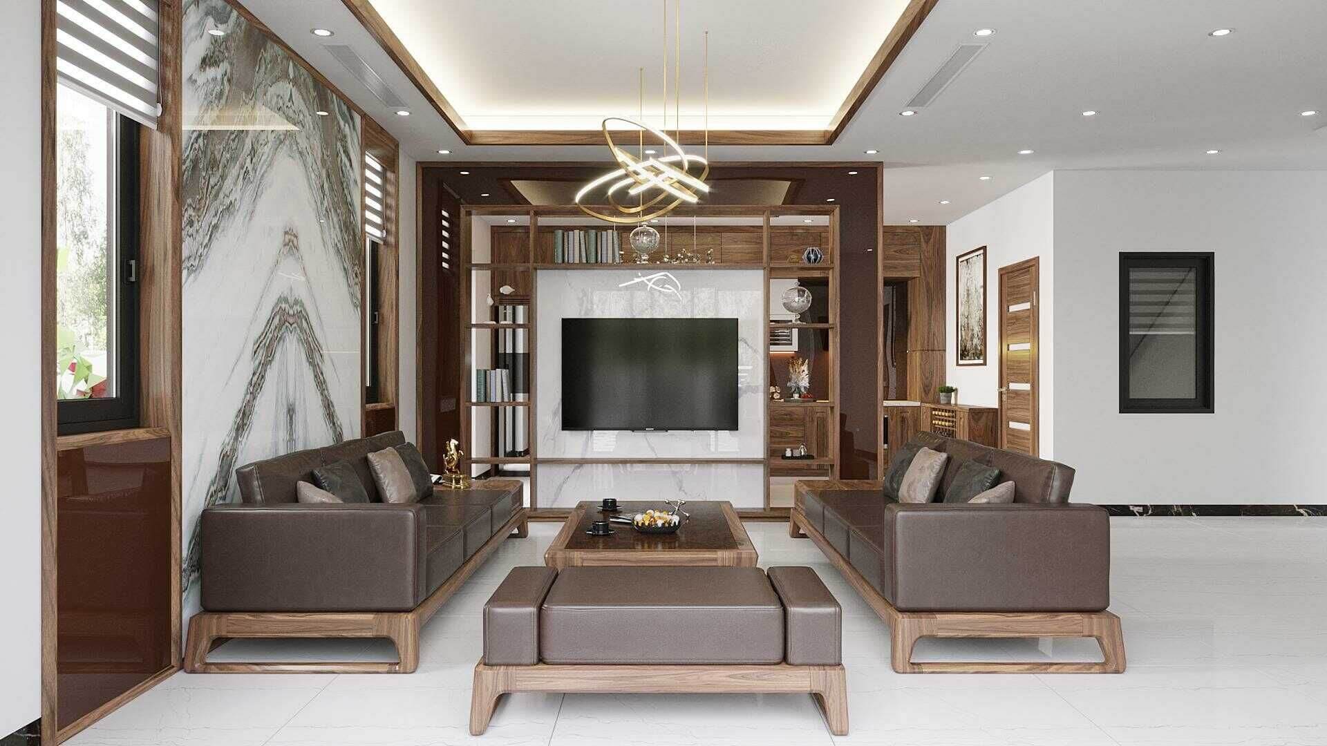 Kệ tivi kết hợp tủ rượu thiết kế full tường