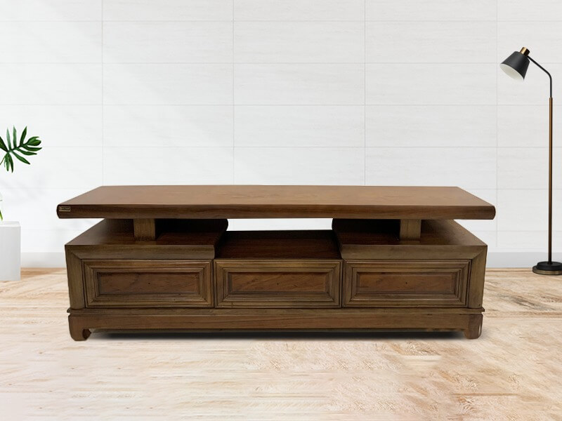 Bàn gỗ hiện đại cho phòng khách, thiết kế sang trọng với ngăn kéo tiện dụng, phù hợp không gian nội thất.