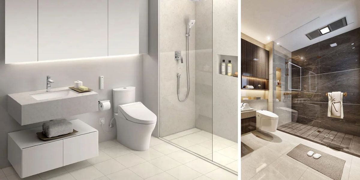 Nhà vệ sinh hiện đại và sang trọng với thiết kế tối ưu và nội thất cao cấp.