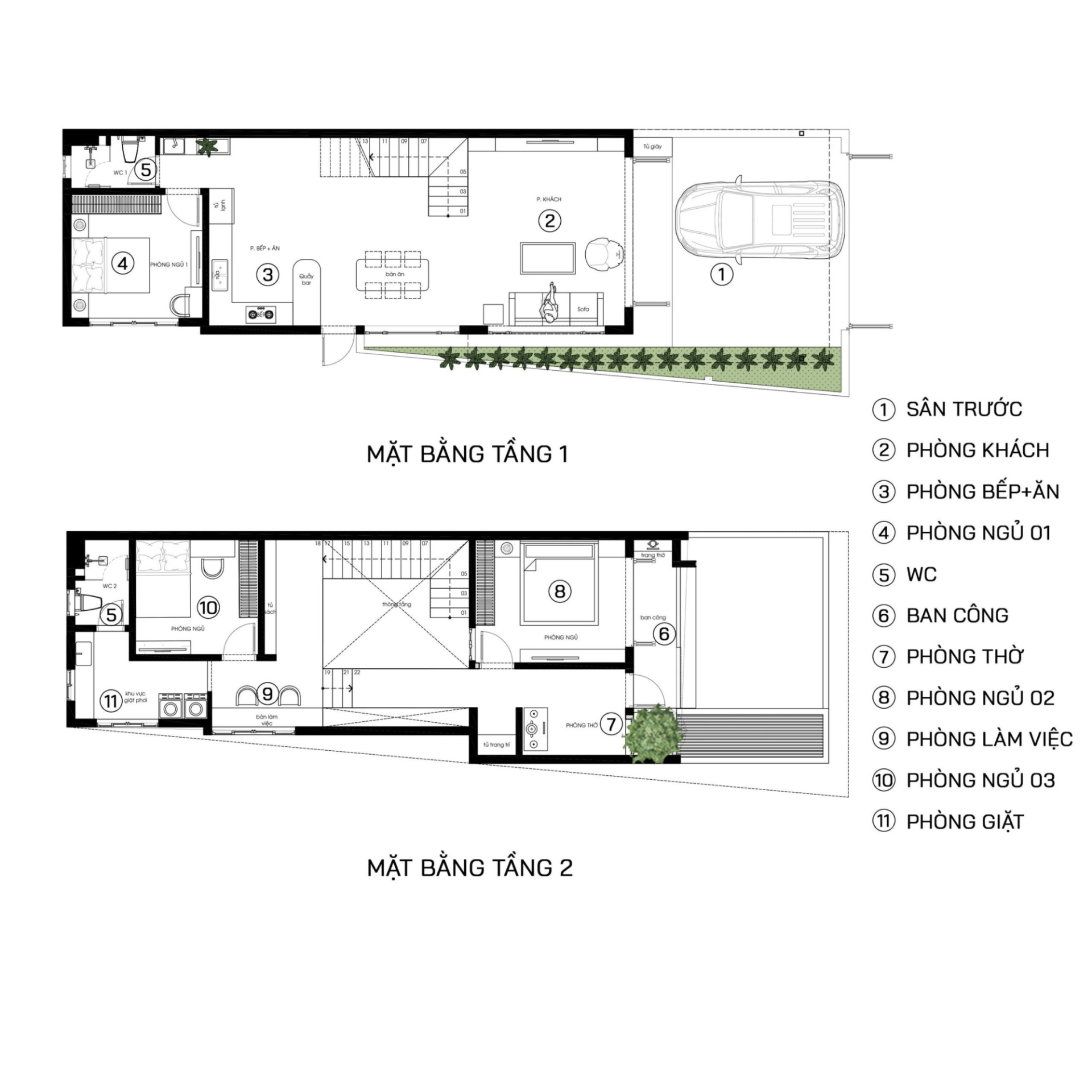 Mặt bằng công năng tiện nghi mẫu thiết kế nhà phố 6x20m tiện nghi