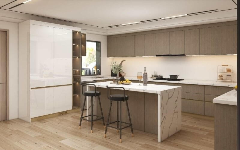 Mẫu bếp chung cư Melamine 2