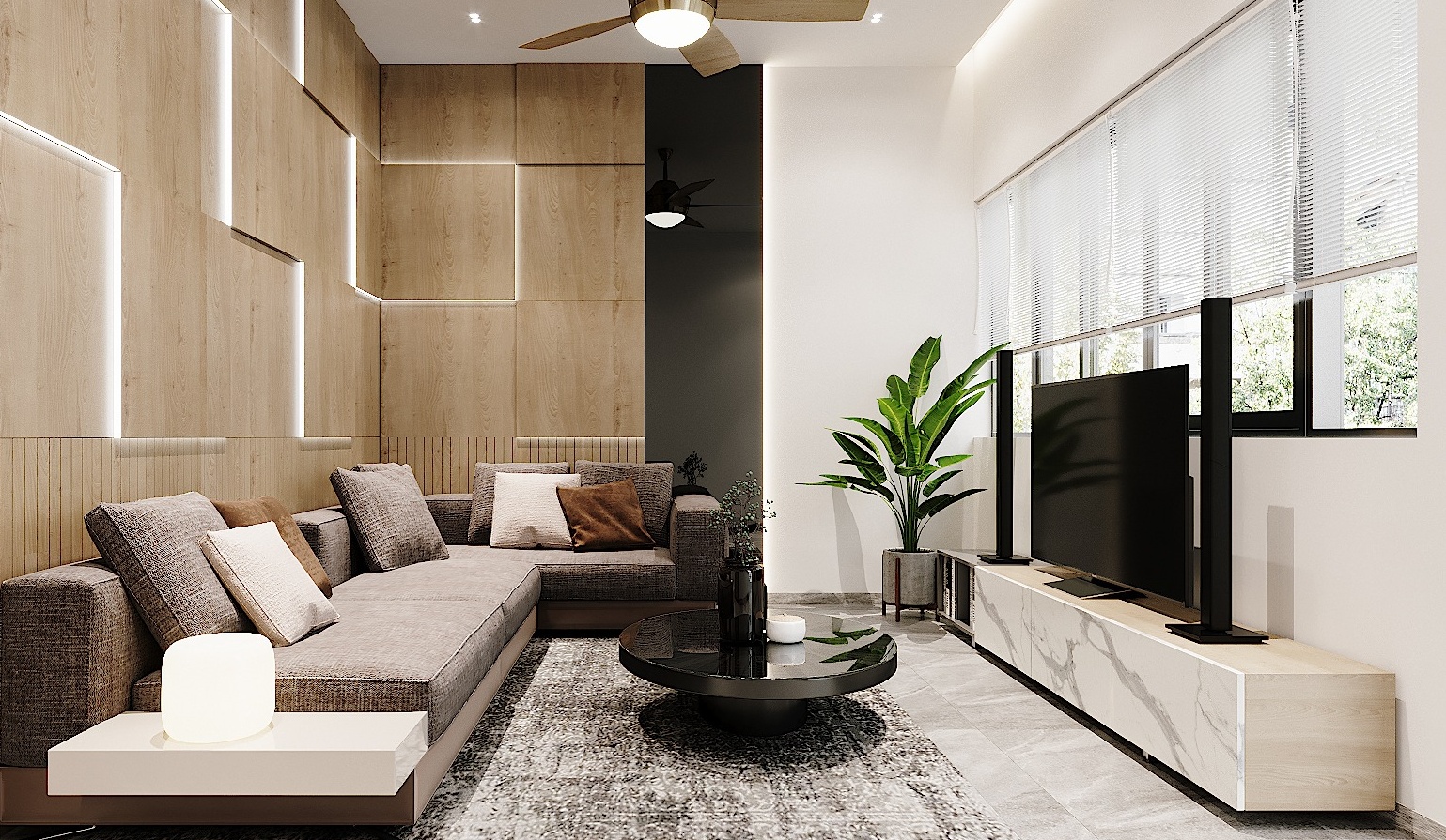 Mẫu không gian sinh hoạt chung thiết kế hiện đại