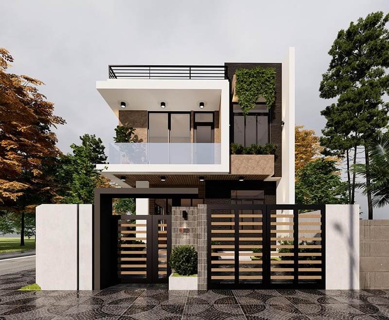 Mẫu nhà 1 lầu 1 trệt với 2 phòng ngủ 2