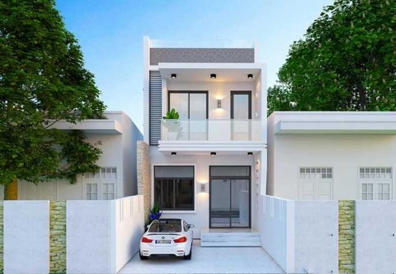 Mẫu nhà 1 trệt 1 lầu đẹp mái bằng đơn giản 2