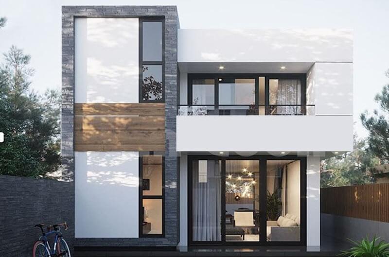 Mẫu nhà 1 trệt 1 lầu đẹp mái bằng đơn giản 3