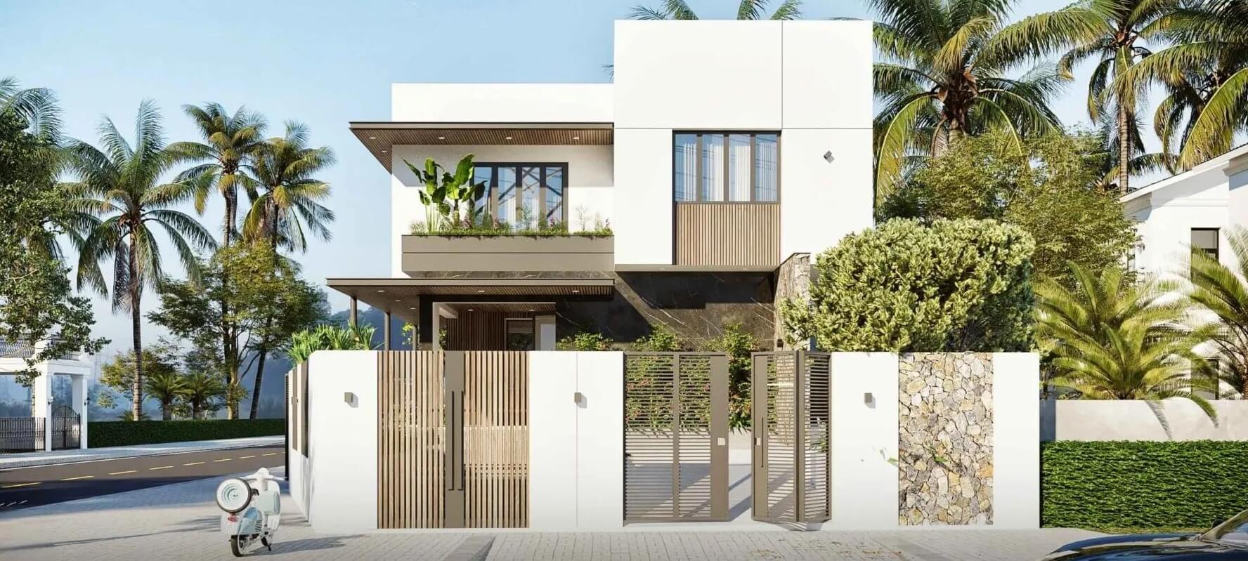 Mẫu nhà 2 tầng 2 mặt tiền