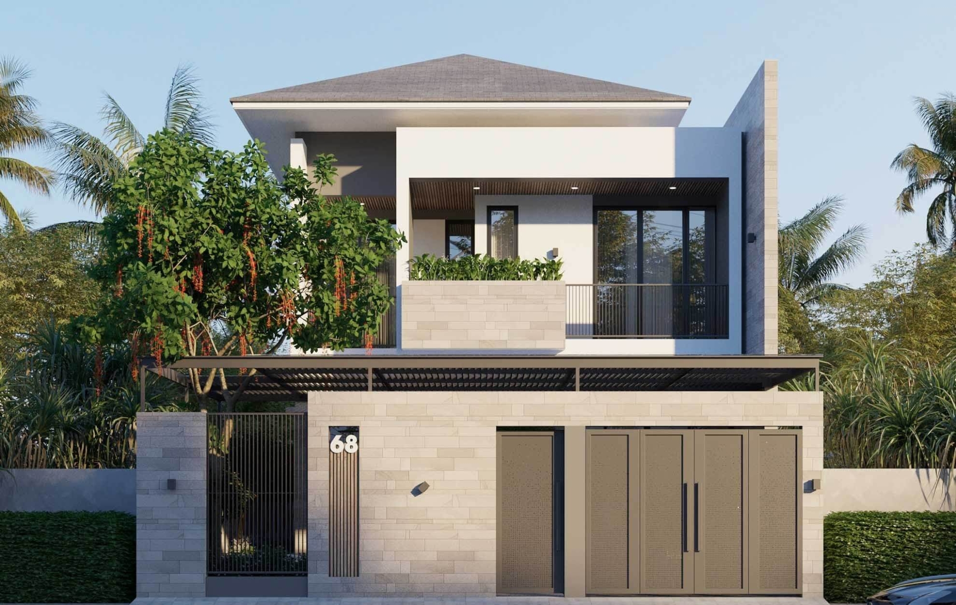 Mẫu nhà 2 tầng mái Nhật đẹp