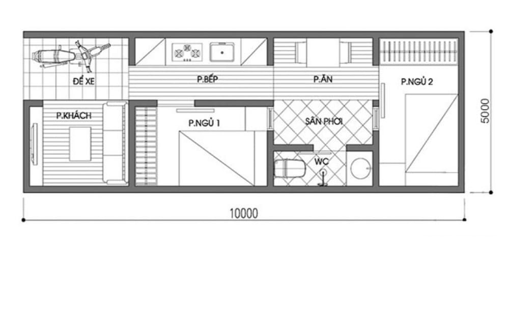 mẫu nhà cấp 4 đẹp 5x10m