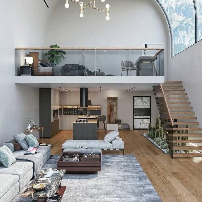 Mẫu nhà cấp 4 gác lửng đẹp 4×20 – Mẫu 5