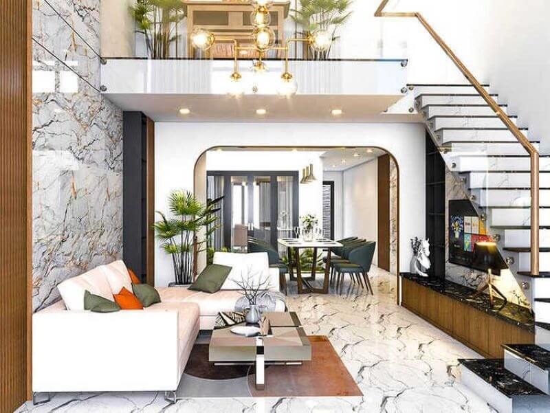 Mẫu nhà cấp 4 gác lửng đẹp 4×20 – Mẫu 6