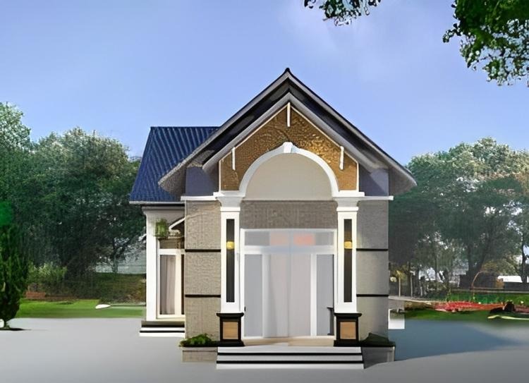 Ngôi nhà cấp 4 với mái ngói xanh, thiết kế hiện đại, sân vườn rộng rãi, phù hợp cho gia đình nhỏ.