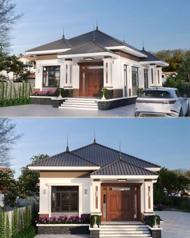 mẫu nhà mái ngói 1 tầng