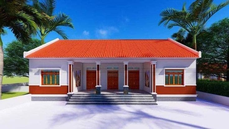 Mẫu nhà cấp 4 mái ngói truyền thống xưa