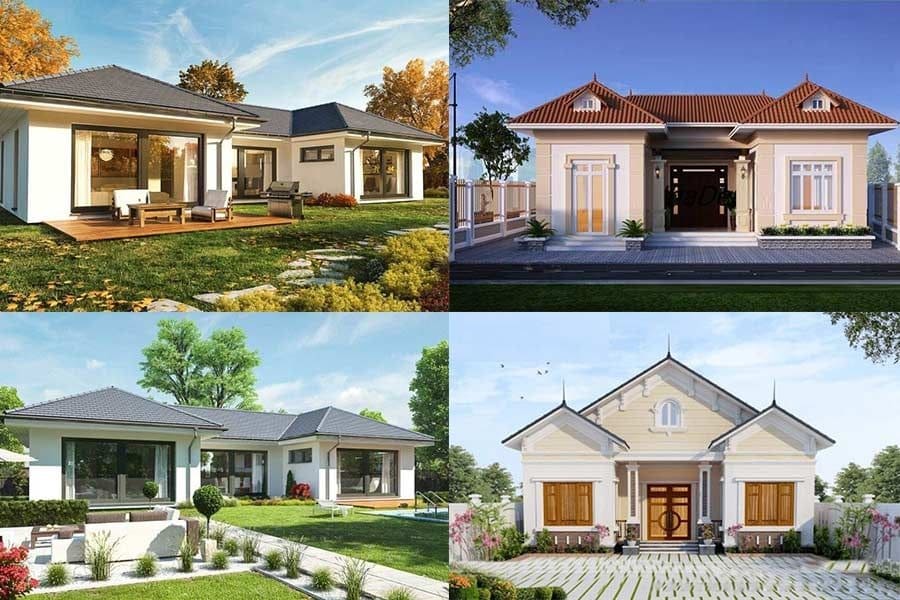 Mẫu nhà cấp 4 mái ngói hình chữ U