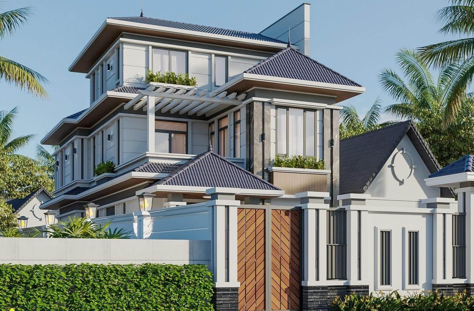 Mẫu nhà mái Nhật 3 tầng 6 phòng ngủ 1