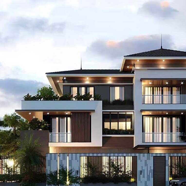 Mẫu nhà mái Nhật 3 tầng hiện đại 3