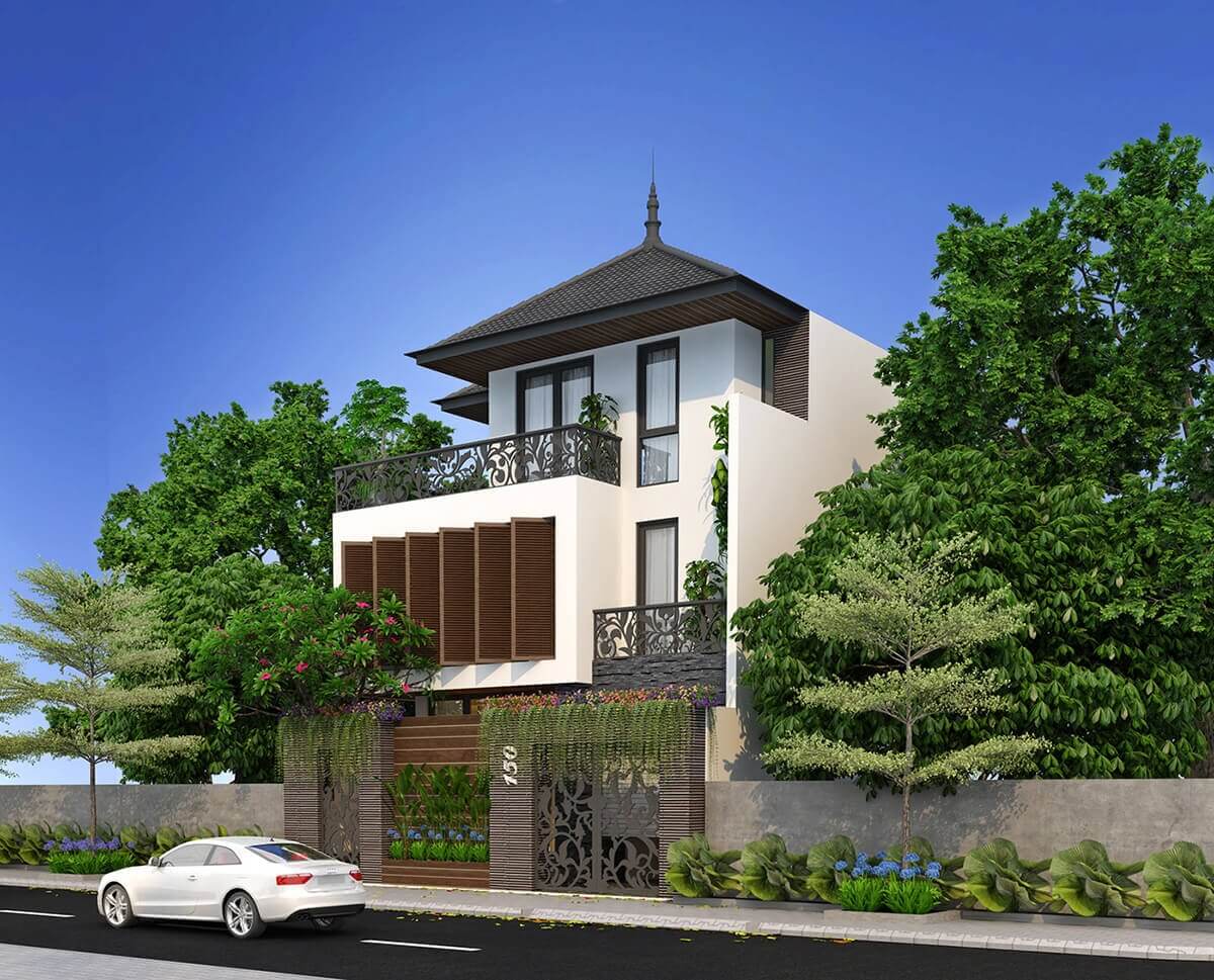 Mẫu nhà ngang 6m dài 18m có sân vườn