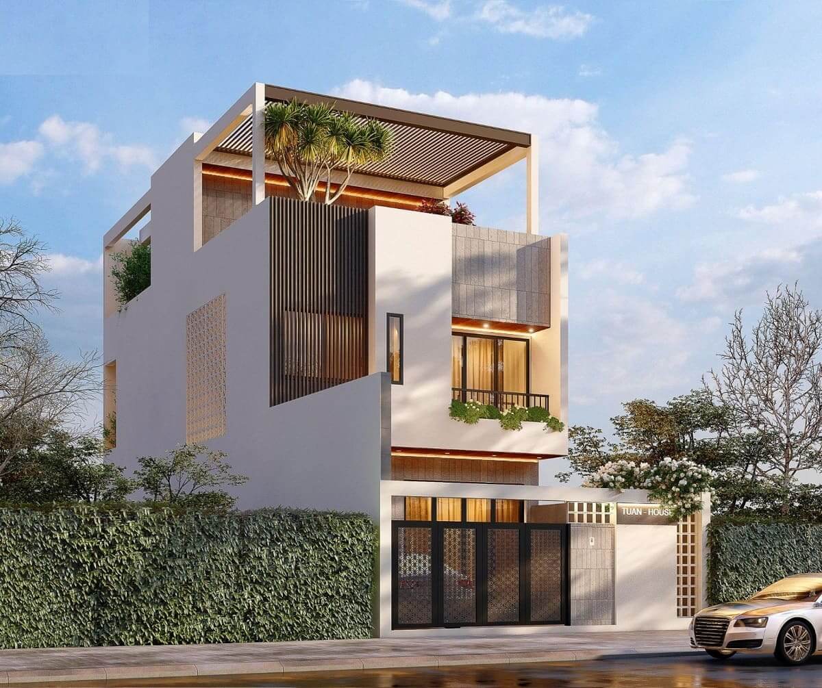 Mẫu nhà ngang 6m dài 18m mái bằng 3