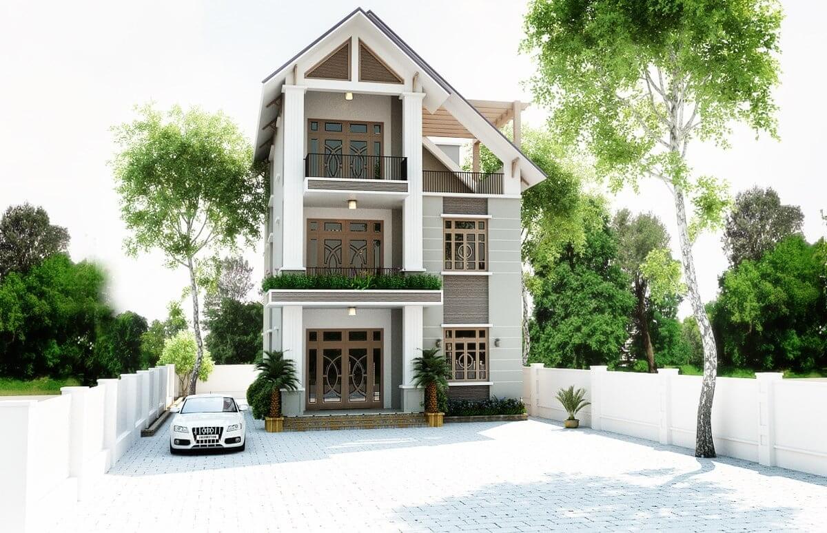 Mẫu nhà ngang 6m dài 18m mái Thái 3