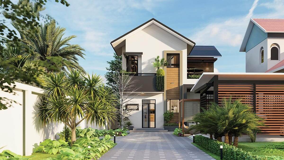 Mẫu nhà ngang 6m dài 18m mái Thái