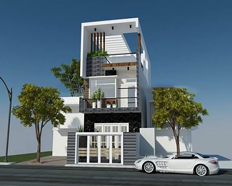 Mẫu nhà ống 2 tầng 80m2 có sân thượng 1