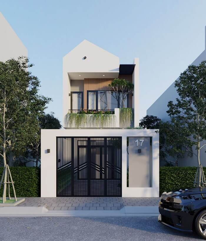 Mẫu nhà ống 2 tầng 80m2 lệch tầng 2