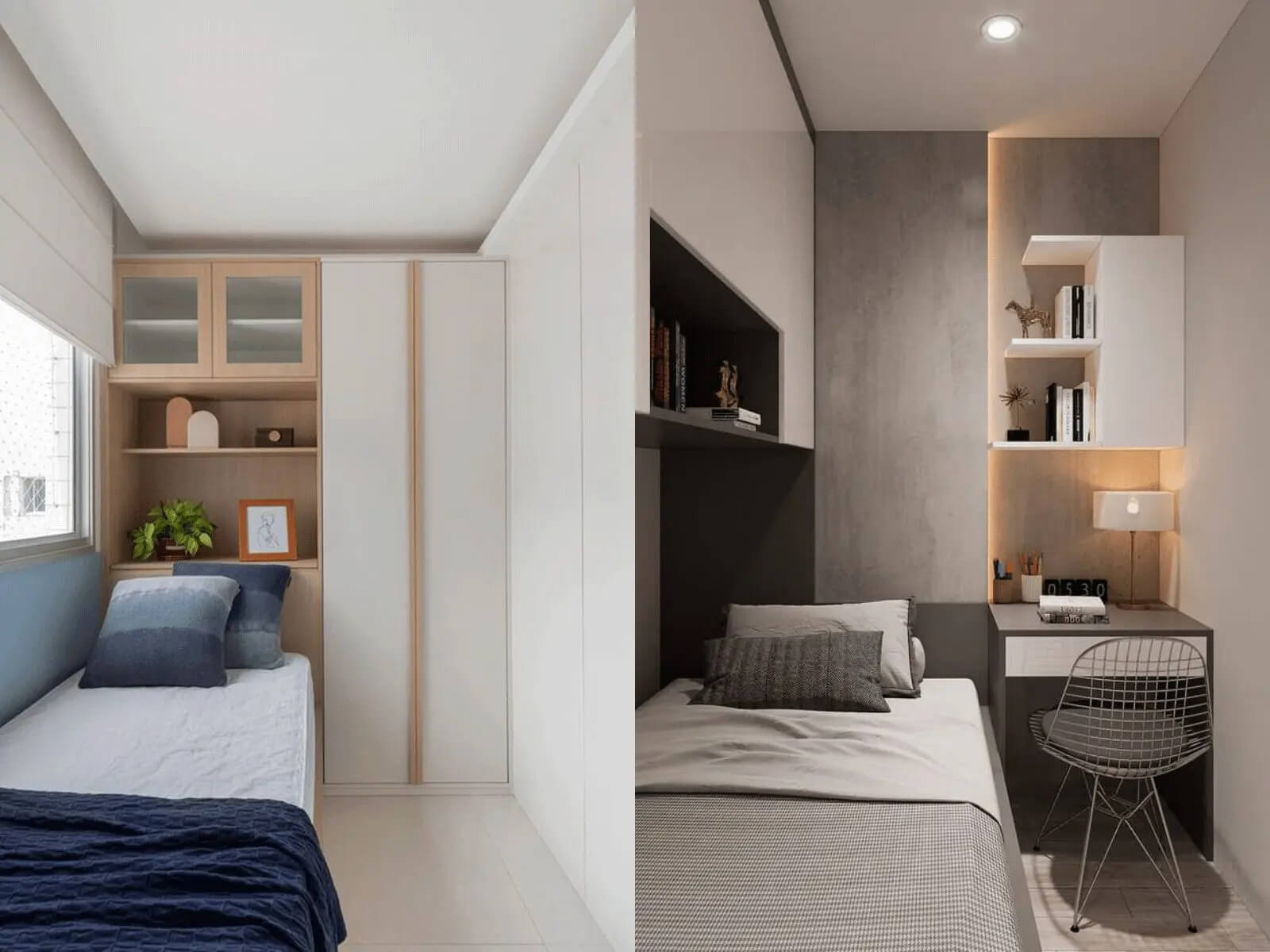 Mẫu phòng ngủ 2 giường có vách ngăn 2