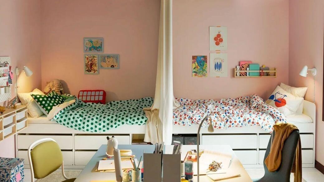 Mẫu phòng ngủ 2 giường có vách ngăn 5