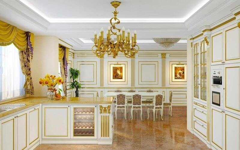 Mẫu thiết kế bếp chung cư phong cách cổ điển 1