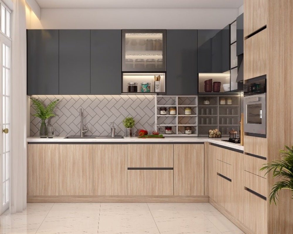 Mẫu thiết kế bếp chung cư thanh lịch bằng gỗ công nghiệp 1