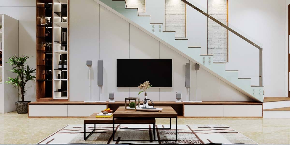 mau-thiet-ke-ke-tivi-duoi-chan-cau-thang-an-tuong Mẫu thiết kế kệ tivi dưới chân cầu thang ấn tượng