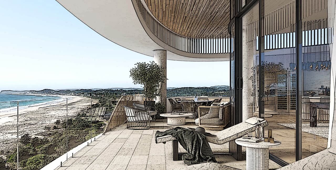 Mẫu thiết kế khách sạn 4 sao có tầm nhìn ra biển, nội thất được bố trí một cách sang trọng và đẹp mắt