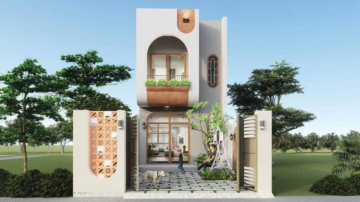 Mẫu thiết kế nhà 2 tầng 100m2 dạng ống 2