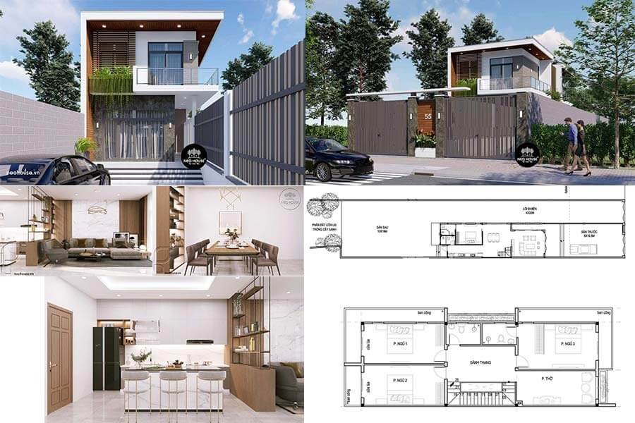 Mẫu thiết kế nhà 6x20m 4 phòng ngủ