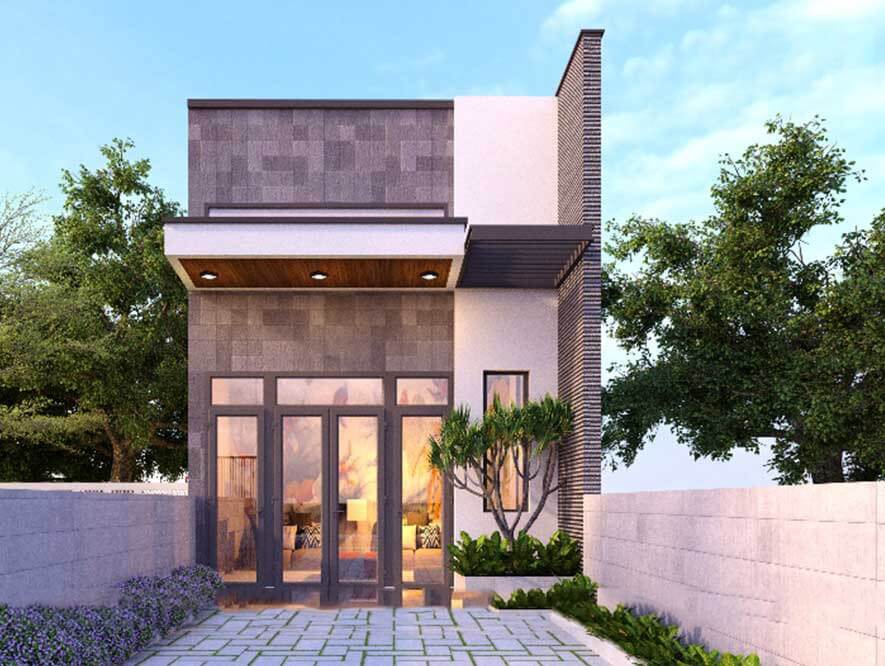 Mẫu thiết kế nhà cấp 4 diện tích 5x16m mái bằng 1